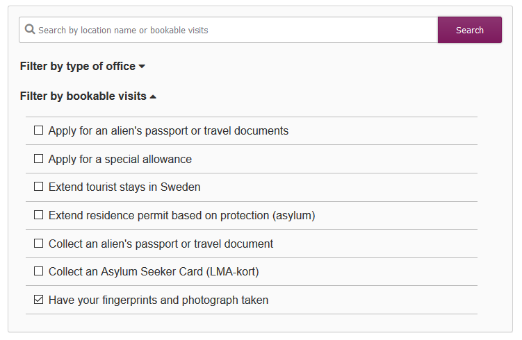 migration office sweden bookable visits